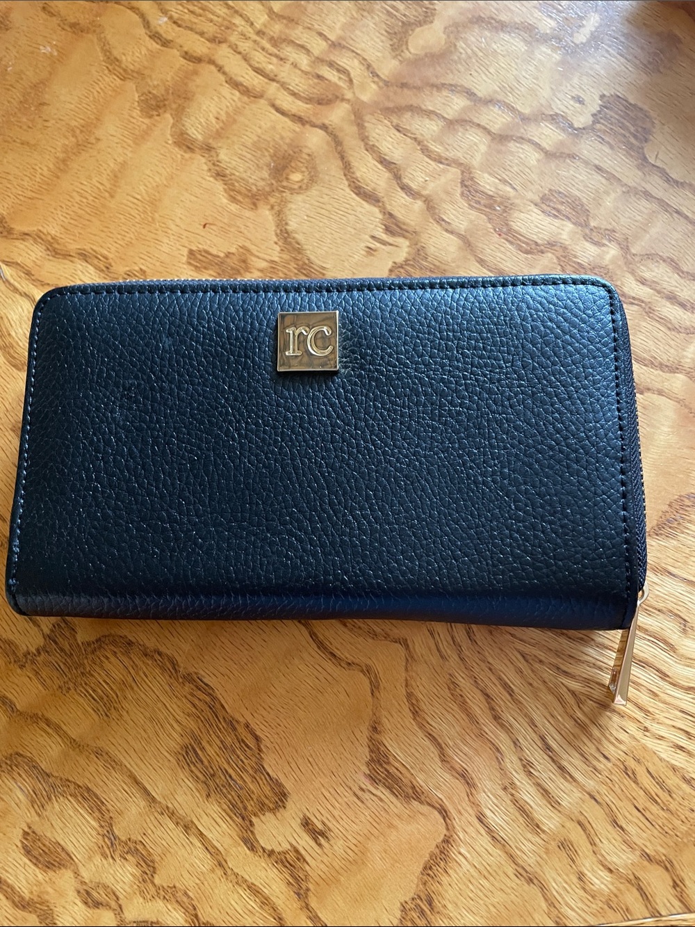 Black Zip-Around Leather Wallet